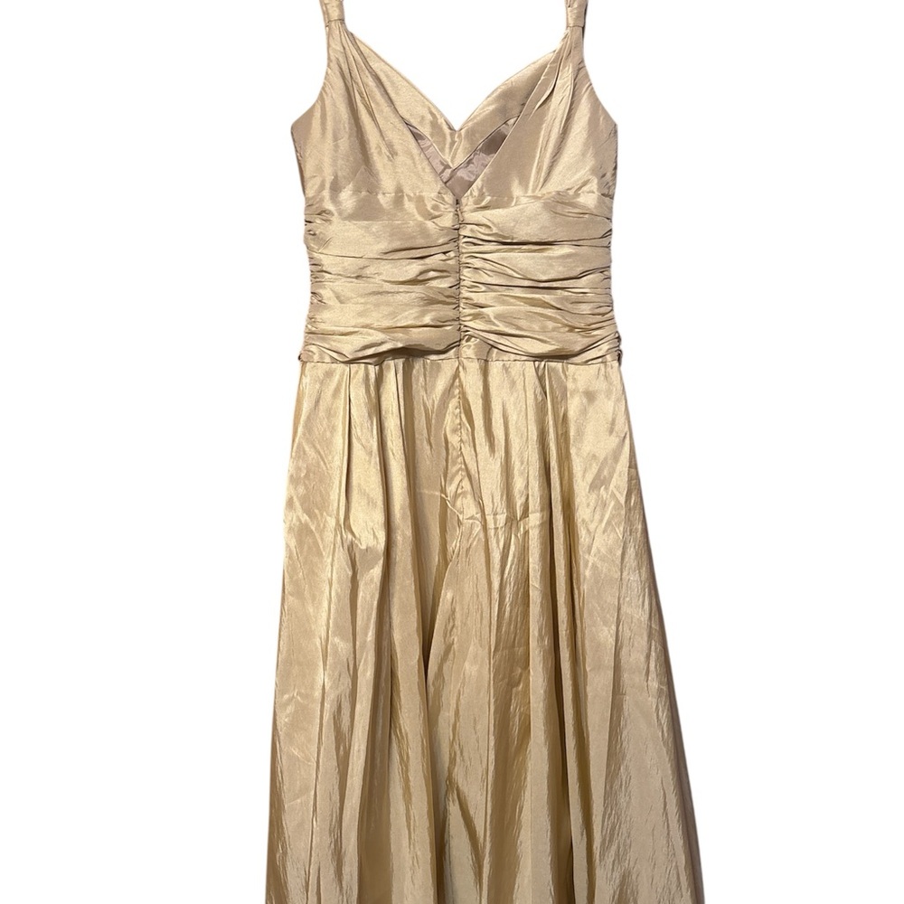 Bill Levkoff Gold Ruched Sweetheart Gown - Picture 2 of 3
